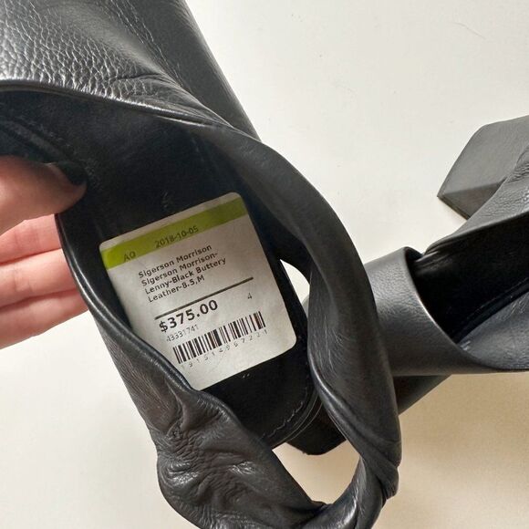 Sigerson Morrison Lenny Twisted Slingback Leather Sandals Black Women's 8.5 - Picture 13 of 13